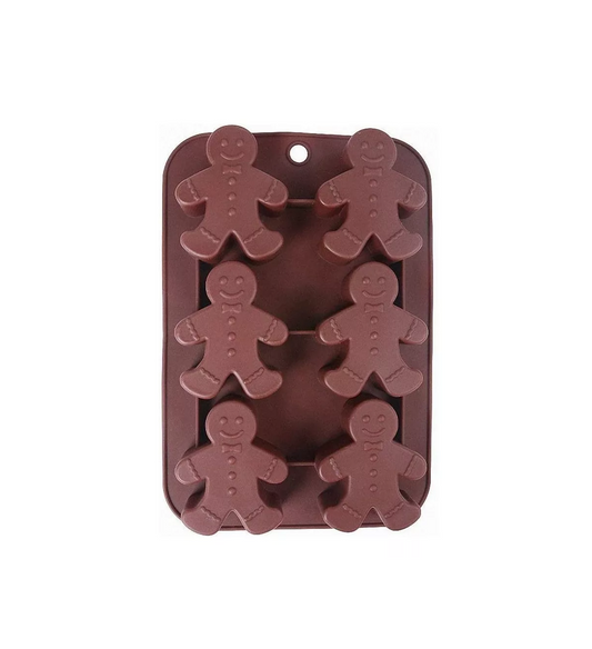 Molde De Silicona Muñeco Navideño 6 Cavidades Galletitas