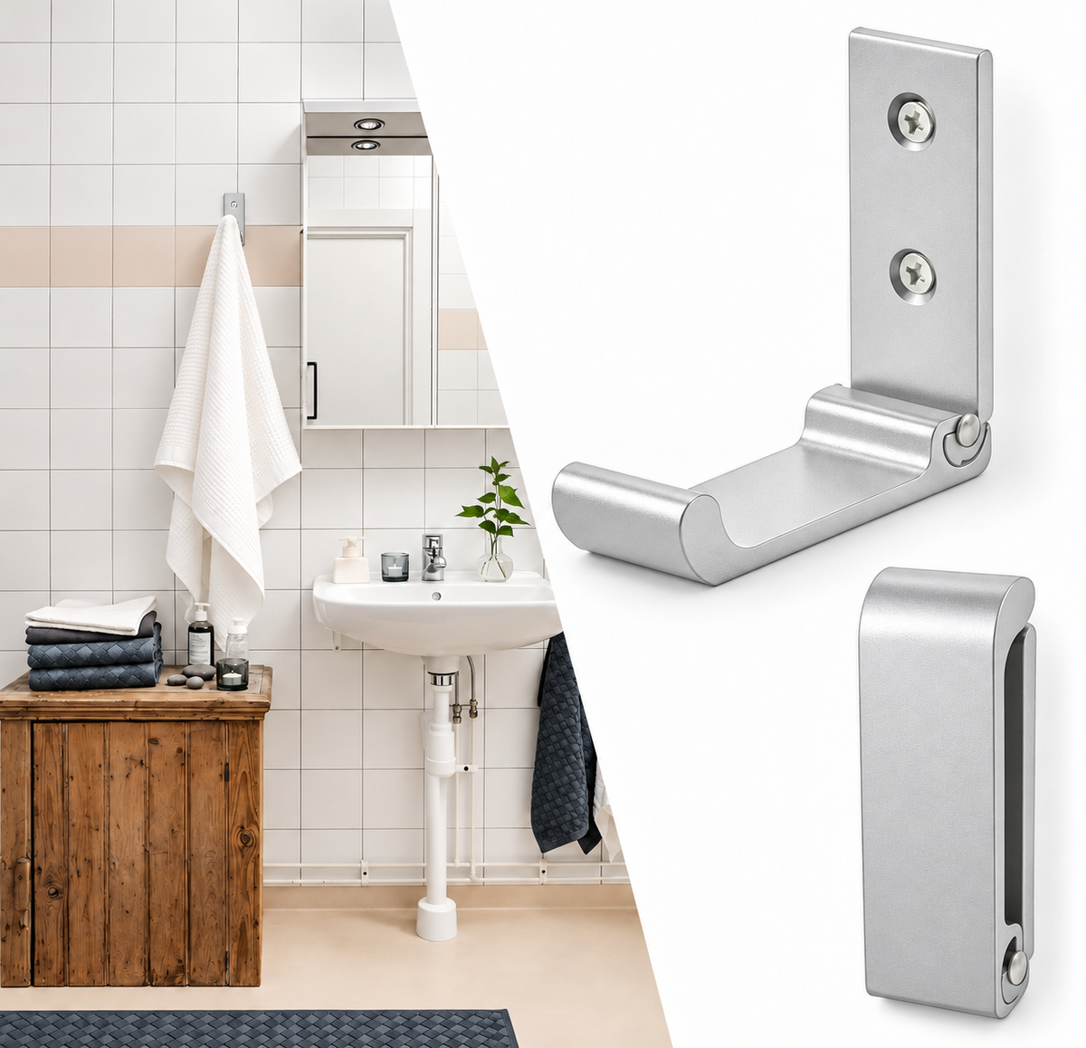 Set X2 Gancho De Pared Perchero Varios Colores Plegable PLATEADO