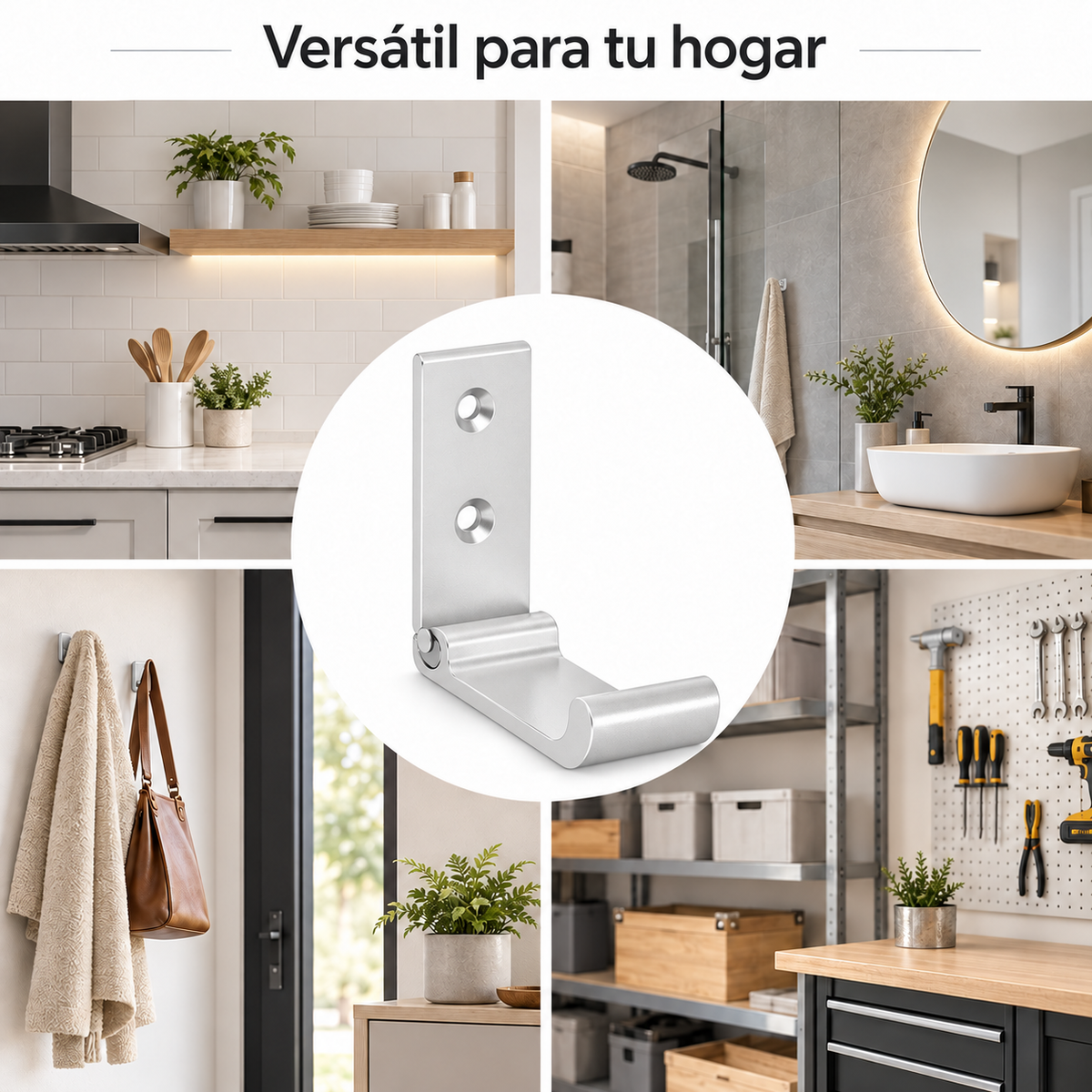 Set X2 Gancho De Pared Perchero Varios Colores Plegable PLATEADO