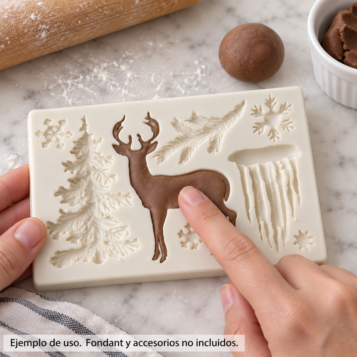 Molde Silicona Navidad Reno Arbol Copos Fondant Reposteria