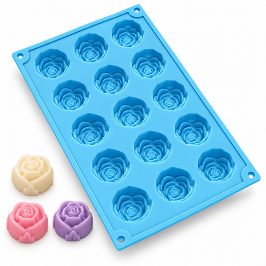 Molde de silicona Mini Rosas de 15 cavidades para velas y bombones